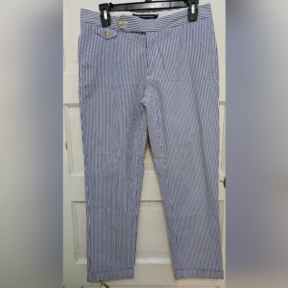 Ralph Lauren Blue and White Striped Cropped Pants